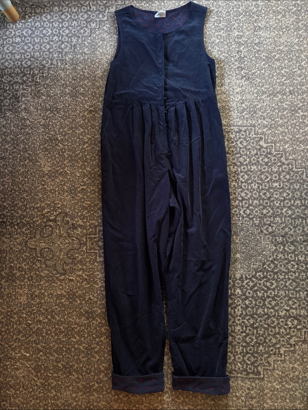 Laura Ashley Vintage Navy Corduroy Sleeveless Jumpsuit
